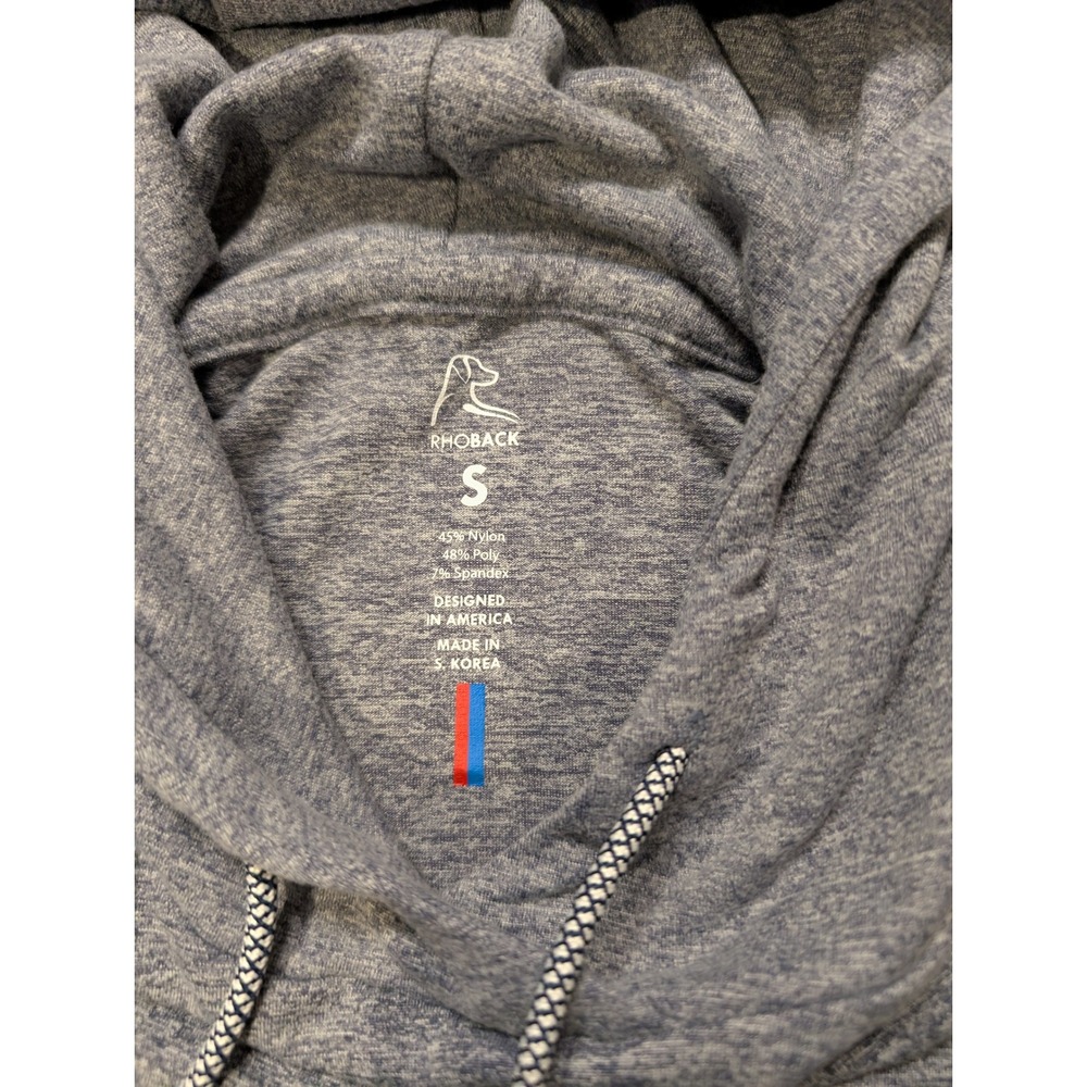 Rhoback Mens Small Golf Performance Hoodie Blue Heathered Pullover - Picture 7 of 10
